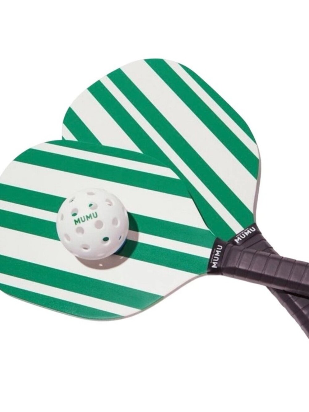 Show Me Your Mumu Pickleball Set Green Stripe 2 Paddles Ball Bag